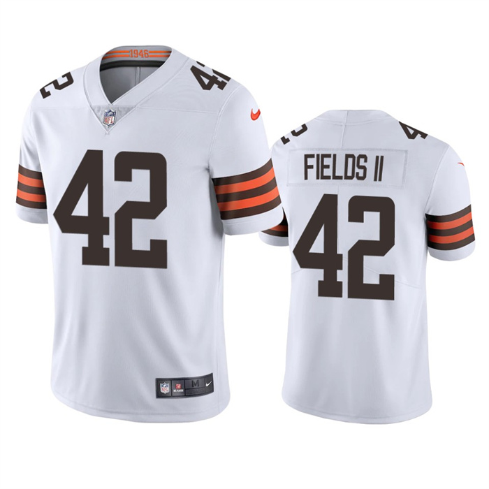 Men's Cleveland Browns #42 Tony Fields II White Vapor Untouchable Limited Stitched Jersey Men's Cleveland Browns #42 Tony Fields II White Vapor Untouchable Limited Stitched Jersey