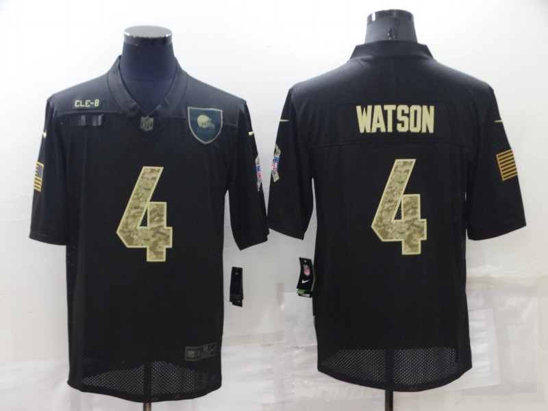 Men's Cleveland Browns #4 Deshaun Watson Black Camo Salute To Service Limited Stitched Jersey Men's Cleveland Browns #4 Deshaun Watson Black Camo Salute To Service Limited Stitched Jersey