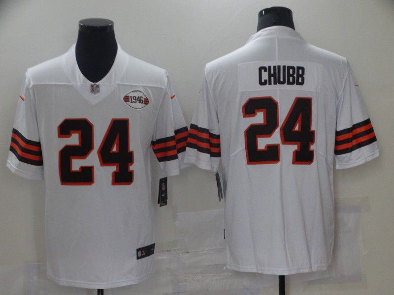 Men Cleveland Browns 24 Chubb White 1946 Nike Vapor Untouchable Limited 2021 NFL Jersey Men Cleveland Browns 24 Chubb White 1946 Nike Vapor Untouchable Limited 2021 NFL Jersey