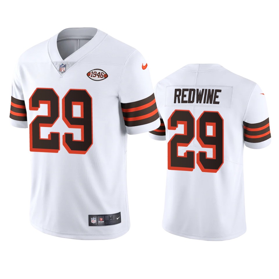 Cleveland Browns #29 Sheldrick Redwine Nike 1946 Collection Alternate Vapor Limited NFL Jersey - White Cleveland Browns #29 Sheldrick Redwine Nike 1946 Collection Alternate Vapor Limited NFL Jersey - White