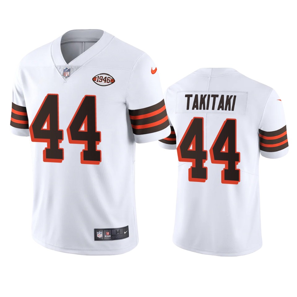 Cleveland Browns #44 Sione Takitaki Nike 1946 Collection Alternate Vapor Limited NFL Jersey - White Cleveland Browns #44 Sione Takitaki Nike 1946 Collection Alternate Vapor Limited NFL Jersey - White