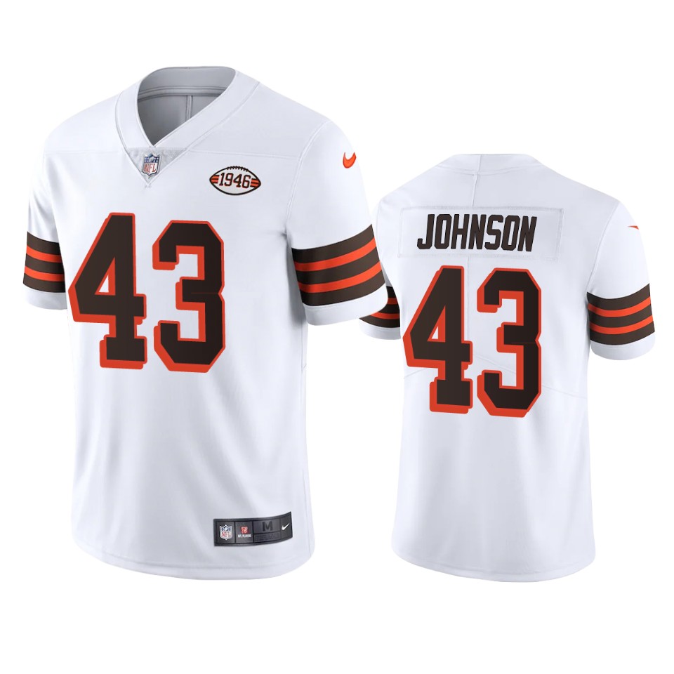 Cleveland Browns #43 John Johnson Nike 1946 Collection Alternate Vapor Limited NFL Jersey - White Cleveland Browns #43 John Johnson Nike 1946 Collection Alternate Vapor Limited NFL Jersey - White