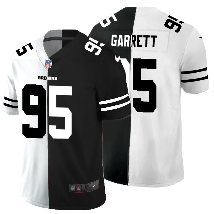 Cleveland Browns #95 Myles Garrett Men's Black V White Peace Split Nike Vapor Untouchable Limited NFL Jersey Cleveland Browns #95 Myles Garrett Men's Black V White Peace Split Nike Vapor Untouchable Limited NFL Jersey