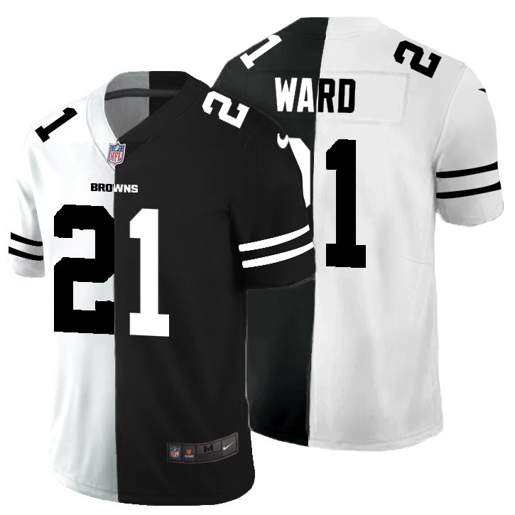 Cleveland Browns #21 Denzel Ward Men's Black V White Peace Split Nike Vapor Untouchable Limited NFL Jersey Cleveland Browns #21 Denzel Ward Men's Black V White Peace Split Nike Vapor Untouchable Limited NFL Jersey