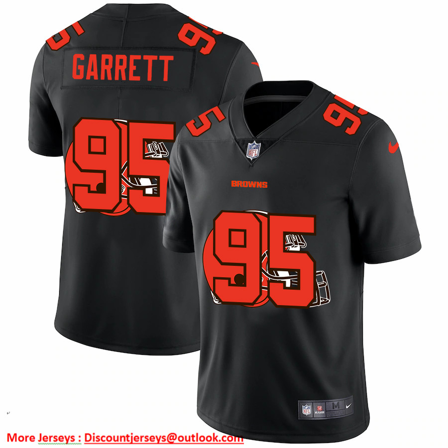 Cleveland Browns #95 Myles Garrett Men's Nike Team Logo Dual Overlap Limited NFL Jersey Black Cleveland Browns #95 Myles Garrett Men's Nike Team Logo Dual Overlap Limited NFL Jersey Black