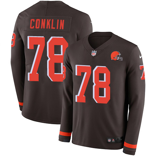 Nike Browns #78 Jack Conklin Brown Team Color Men's Stitched NFL Limited Therma Long Sleeve Jersey Nike Browns #78 Jack Conklin Brown Team Color Men's Stitched NFL Limited Therma Long Sleeve Jersey