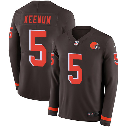 Nike Browns #5 Case Keenum Brown Team Color Men's Stitched NFL Limited Therma Long Sleeve Jersey Nike Browns #5 Case Keenum Brown Team Color Men's Stitched NFL Limited Therma Long Sleeve Jersey