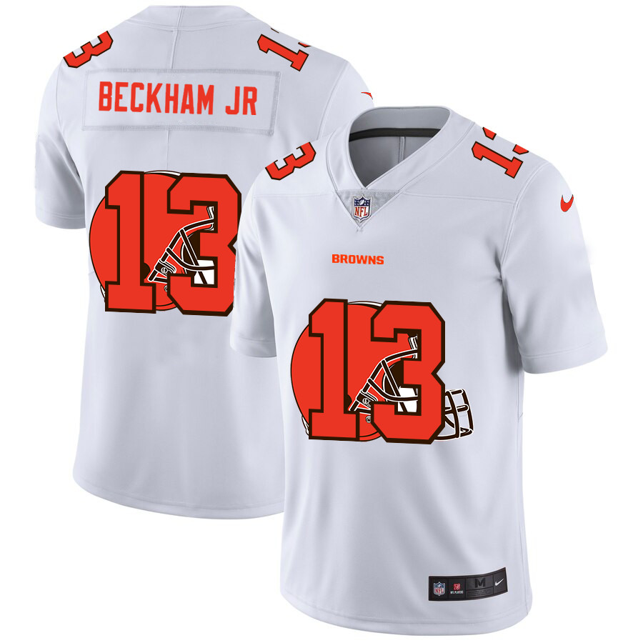 Cleveland Browns #13 Odell Beckham Jr. White Men's Nike Team Logo Dual Overlap Limited NFL Jersey Cleveland Browns #13 Odell Beckham Jr. White Men's Nike Team Logo Dual Overlap Limited NFL Jersey