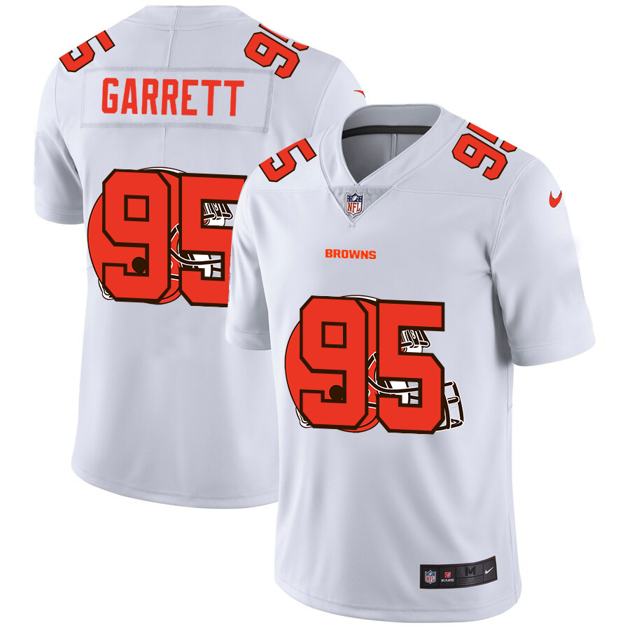 Cleveland Browns #95 Myles Garrett White Men's Nike Team Logo Dual Overlap Limited NFL Jersey Cleveland Browns #95 Myles Garrett White Men's Nike Team Logo Dual Overlap Limited NFL Jersey