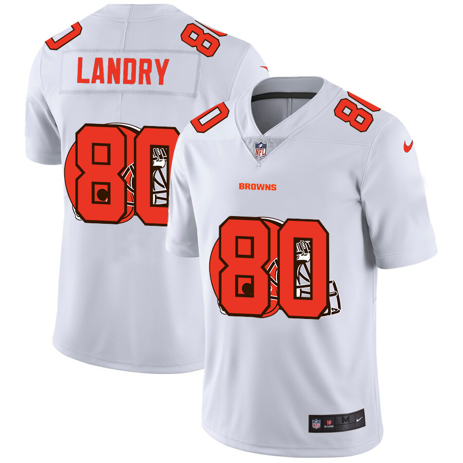 Cleveland Browns #80 Jarvis Landry White Men's Nike Team Logo Dual Overlap Limited NFL Jersey Cleveland Browns #80 Jarvis Landry White Men's Nike Team Logo Dual Overlap Limited NFL Jersey