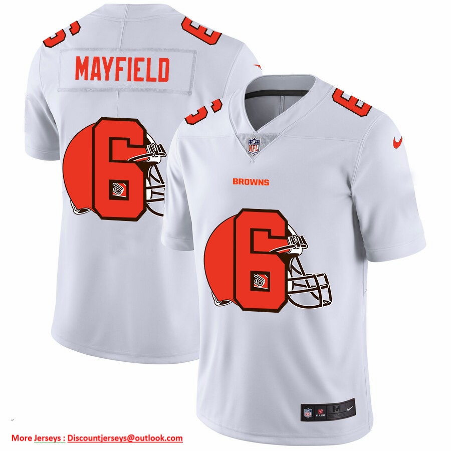 Cleveland Browns #6 Baker Mayfield White Men's Nike Team Logo Dual Overlap Limited NFL Jersey Cleveland Browns #6 Baker Mayfield White Men's Nike Team Logo Dual Overlap Limited NFL Jersey