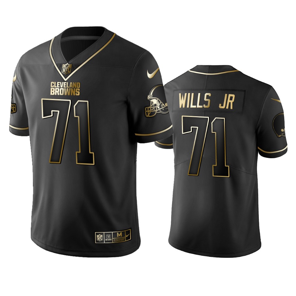 Cleveland Browns #71 Jedrick Wills Men's Nike Black Golden Edition Vapor Limited Jersey Cleveland Browns #71 Jedrick Wills Men's Nike Black Golden Edition Vapor Limited Jersey