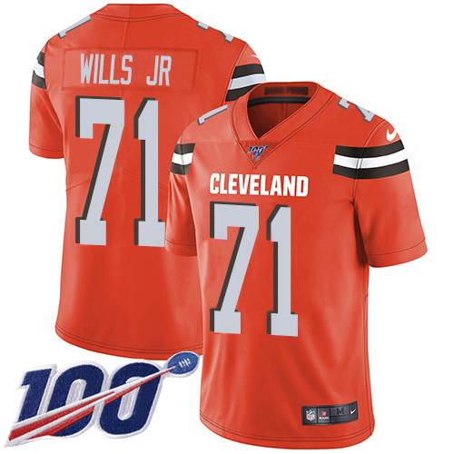 Nike Browns #71 Jedrick Wills JR Orange Alternate Men's Stitched NFL 100th Season Vapor Untouchable Limited Jersey Nike Browns #71 Jedrick Wills JR Orange Alternate Men's Stitched NFL 100th Season Vapor Untouchable Limited Jersey