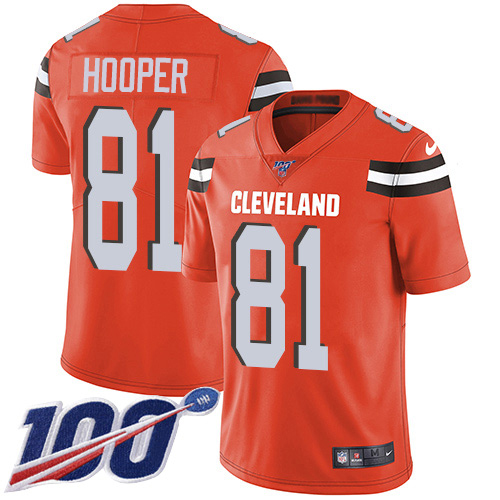 Nike Browns #81 Austin Hooper Orange Alternate Men's Stitched NFL 100th Season Vapor Untouchable Limited Jersey Nike Browns #81 Austin Hooper Orange Alternate Men's Stitched NFL 100th Season Vapor Untouchable Limited Jersey