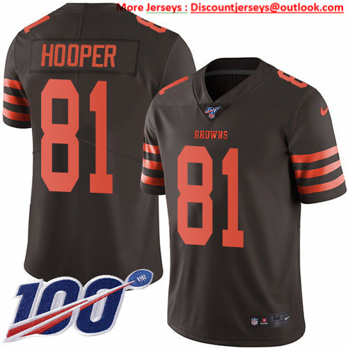 Nike Browns #81 Austin Hooper Brown Men's Stitched NFL Limited Rush 100th Season Jersey