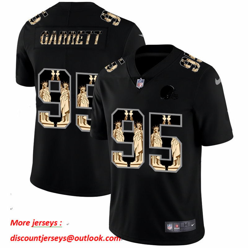Nike Browns 95 Myles Garrett Black Statue Of Liberty Limited Jersey Nike Browns 95 Myles Garrett Black Statue Of Liberty Limited Jersey