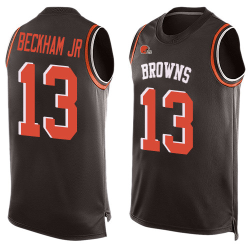 Browns #13 Odell Beckham Jr Brown Team Color Men's Stitched Football Limited Tank Top Jersey Browns #13 Odell Beckham Jr Brown Team Color Men's Stitched Football Limited Tank Top Jersey
