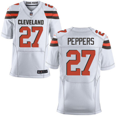Nike Browns #27 Jabrill Peppers White Men's Stitched NFL New Elite Jersey Nike Browns #27 Jabrill Peppers White Men's Stitched NFL New Elite Jersey