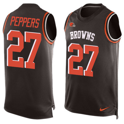 Nike Browns #27 Jabrill Peppers Brown Team Color Men's Stitched NFL Limited Tank Top Jersey Nike Browns #27 Jabrill Peppers Brown Team Color Men's Stitched NFL Limited Tank Top Jersey