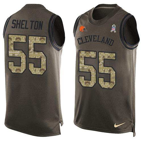 Nike Browns #55 Danny Shelton Green Men's Stitched NFL Limited Salute To Service Tank Top Jersey Nike Browns #55 Danny Shelton Green Men's Stitched NFL Limited Salute To Service Tank Top Jersey