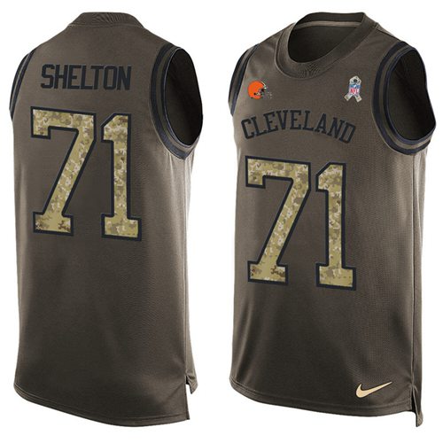 Nike Browns #71 Danny Shelton Green Men's Stitched NFL Limited Salute To Service Tank Top Jersey Nike Browns #71 Danny Shelton Green Men's Stitched NFL Limited Salute To Service Tank Top Jersey