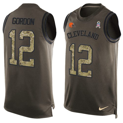 Nike Browns #12 Josh Gordon Green Men's Stitched NFL Limited Salute To Service Tank Top Jersey Nike Browns #12 Josh Gordon Green Men's Stitched NFL Limited Salute To Service Tank Top Jersey
