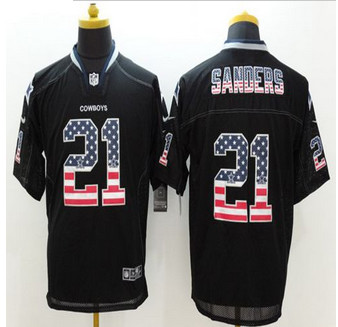 New Dallas Cowboys #21 Deion Sanders Black Men's Stitched NFL Elite USA Flag Fashion Jersey New Dallas Cowboys #21 Deion Sanders Black Men's Stitched NFL Elite USA Flag Fashion Jersey