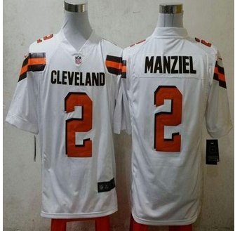 New Cleveland Browns #2 Johnny Manziel White Men's Stitched NFL Game Jersey