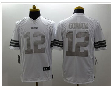 New Cleveland Browns #12 Josh Gordon White NFL Limited Platinum Jersey New Cleveland Browns #12 Josh Gordon White NFL Limited Platinum Jersey