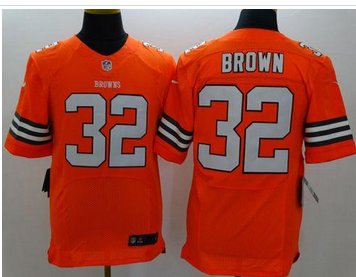 New Cleveland Browns #32 Jim Brown Orange Alternate NFL Elite Jersey New Cleveland Browns #32 Jim Brown Orange Alternate NFL Elite Jersey