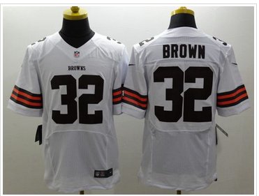 New Cleveland Browns #32 Jim Brown White NFL Elite Jersey