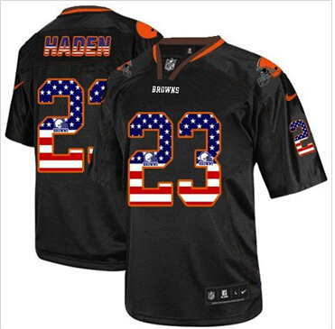 NEW Cleveland Browns #23 Joe Haden Black NFL Elite USA Flag Fashion Jersey NEW Cleveland Browns #23 Joe Haden Black NFL Elite USA Flag Fashion Jersey