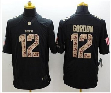 New Denver Browns #12 Josh Gordon Black NFL Limited Salute to Service jersey