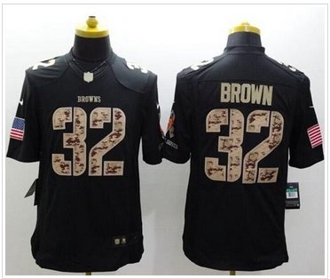New Denver Browns #32 Jim Brown Black NFL Limited Salute to Service jersey New Denver Browns #32 Jim Brown Black NFL Limited Salute to Service jersey