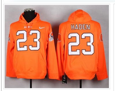 NEW Browns #23 Joe Haden Orange Pullover NFL Hoodie