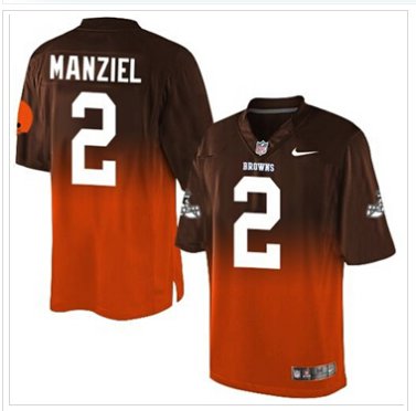 New Cleveland Browns #2 Johnny Manziel Brown-Orange NFL Elite Fadeaway Fashion Jersey