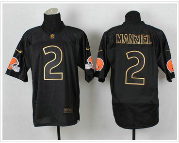 Cleveland Browns #2 Johnny Manziel Black Gold No. Fashion NFL Elite Jersey