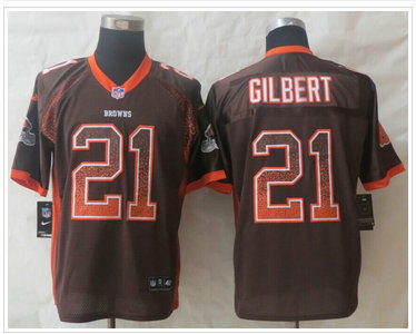 NEW Cleveland Browns #21 Justin Gilbert Brown Team Color NFL Elite Drift Fashion Jersey