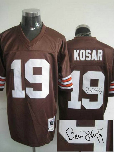 Cleveland Browns #19 Kosar Brown throwback Jersey(Signed Elite) Cleveland Browns #19 Kosar Brown throwback Jersey(Signed Elite)