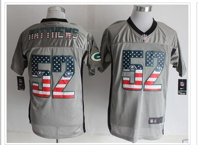 NEW Green Bay Packers #52 Clay Matthews Grey NFL Elite USA Flag Fashion Jersey