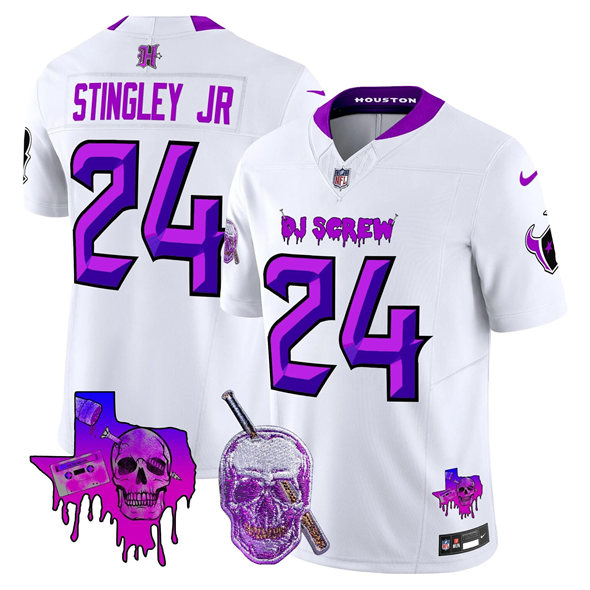 Men's Houston Texans #24 Derek Stingley Jr. White F.U.S.E. DJ Screw Vapor Limited Stitched Football Jersey Men's Houston Texans #24 Derek Stingley Jr. White F.U.S.E. DJ Screw Vapor Limited Stitched Football Jersey