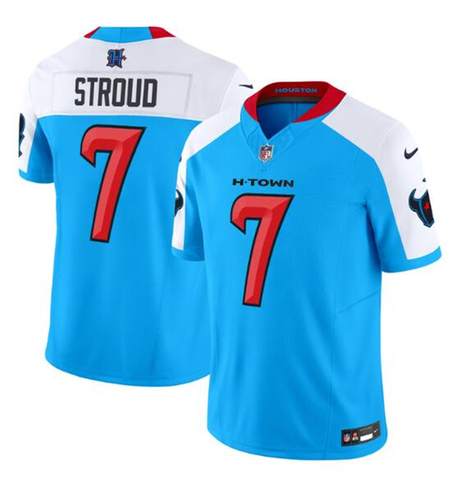 Men's Houston Texans #7 C.J. Stroud Blue White F.U.S.E. Vapor Limited Stitched Jersey Men's Houston Texans #7 C.J. Stroud Blue White F.U.S.E. Vapor Limited Stitched Jersey