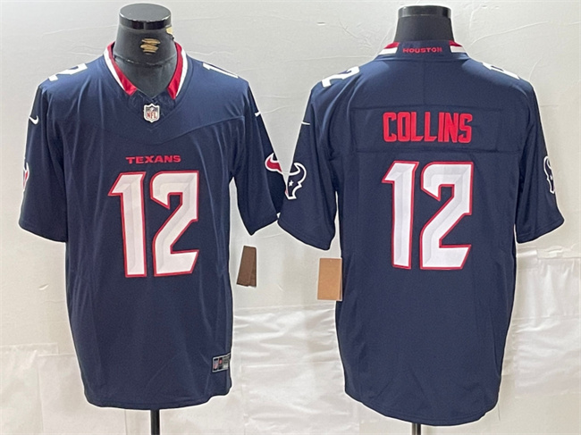 Men's Houston Texans #12 Nico Collins Navy F.U.S.E. Vapor Limited Stitched Football Jersey Men's Houston Texans #12 Nico Collins Navy F.U.S.E. Vapor Limited Stitched Football Jersey