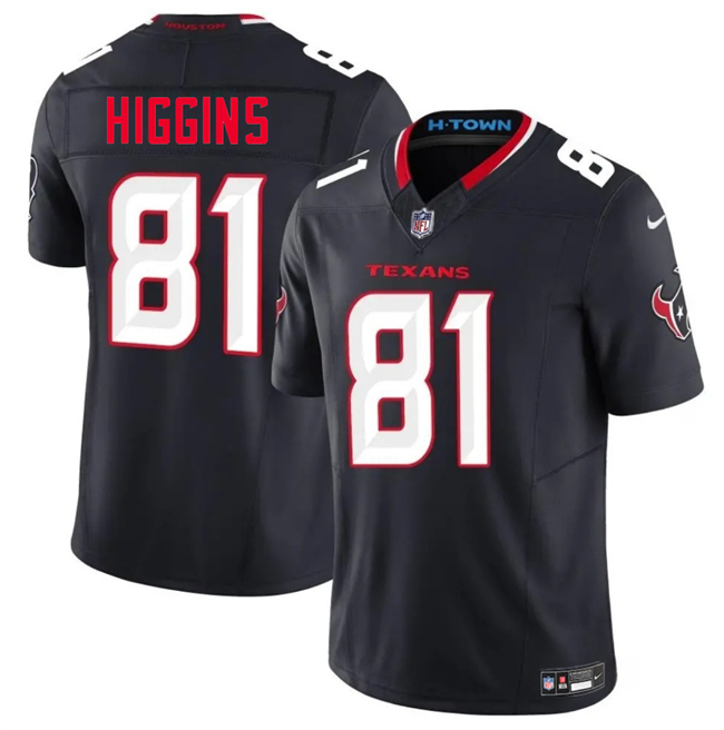 Men's Houston Texans #81 Jayden Higgins Navy 2025 Draft Vapor F.U.S.E. Limited Stitched Jersey Men's Houston Texans #81 Jayden Higgins Navy 2025 Draft Vapor F.U.S.E. Limited Stitched Jersey