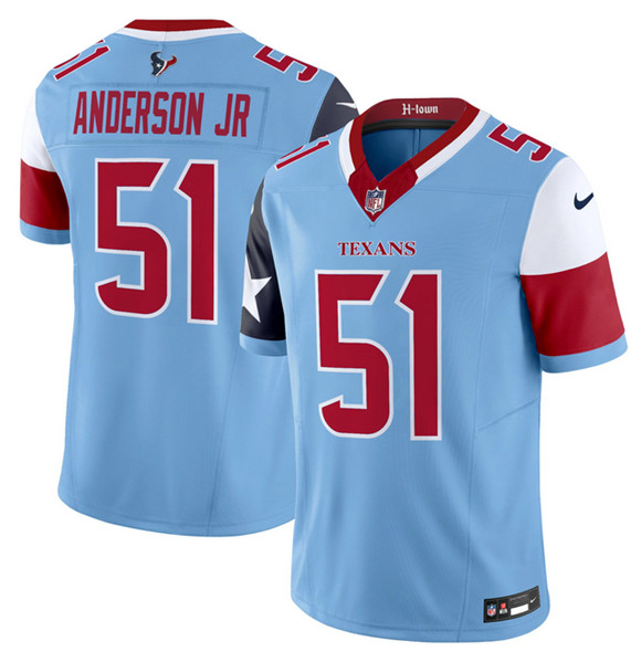 Men's Houston Texans #51 Will Anderson Jr. Blue 2024 F.U.S.E. V5 Limited Stitched Football Jersey Men's Houston Texans #51 Will Anderson Jr. Blue 2024 F.U.S.E. V5 Limited Stitched Football Jersey