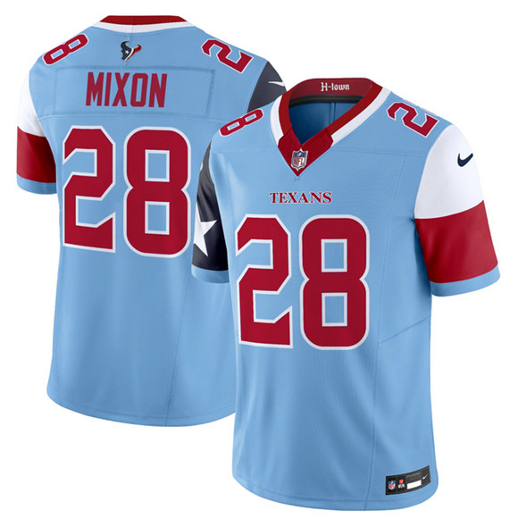 Men's Houston Texans #28 Joe Mixon Blue 2024 F.U.S.E. V5 Limited Stitched Football Jersey Men's Houston Texans #28 Joe Mixon Blue 2024 F.U.S.E. V5 Limited Stitched Football Jersey