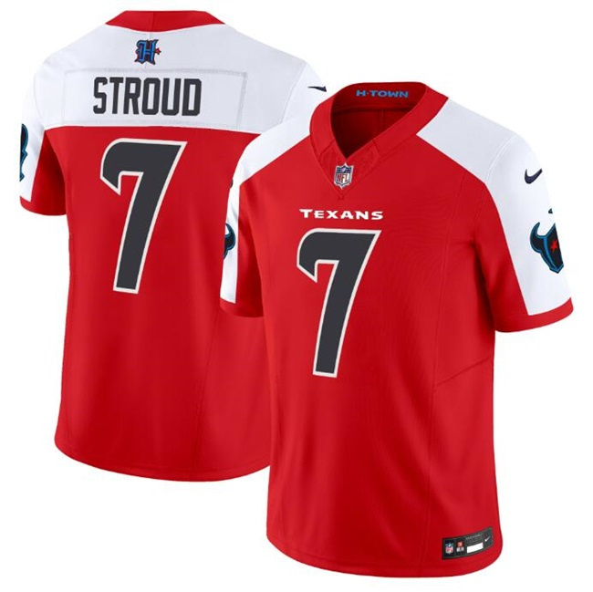 Men's Houston Texans #7 C.J. Stroud Red White 2024 F.U.S.E. Vapor Limited Stitched Jersey Men's Houston Texans #7 C.J. Stroud Red White 2024 F.U.S.E. Vapor Limited Stitched Jersey