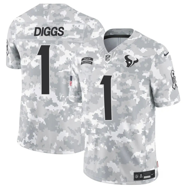Men's Houston Texans #1 Stefon Diggs 2024 F.U.S.E Arctic Camo Salute To Service Limited Stitched Football Jersey Men's Houston Texans #1 Stefon Diggs 2024 F.U.S.E Arctic Camo Salute To Service Limited Stitched Football Jersey