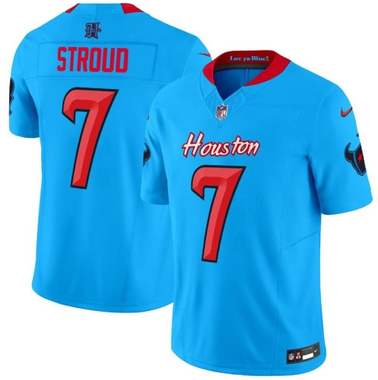 Men's Houston Texans #7 C.J. Stroud Blue 2024 Vapor F.U.S.E. Limited Stitched Jersey Men's Houston Texans #7 C.J. Stroud Blue 2024 Vapor F.U.S.E. Limited Stitched Jersey
