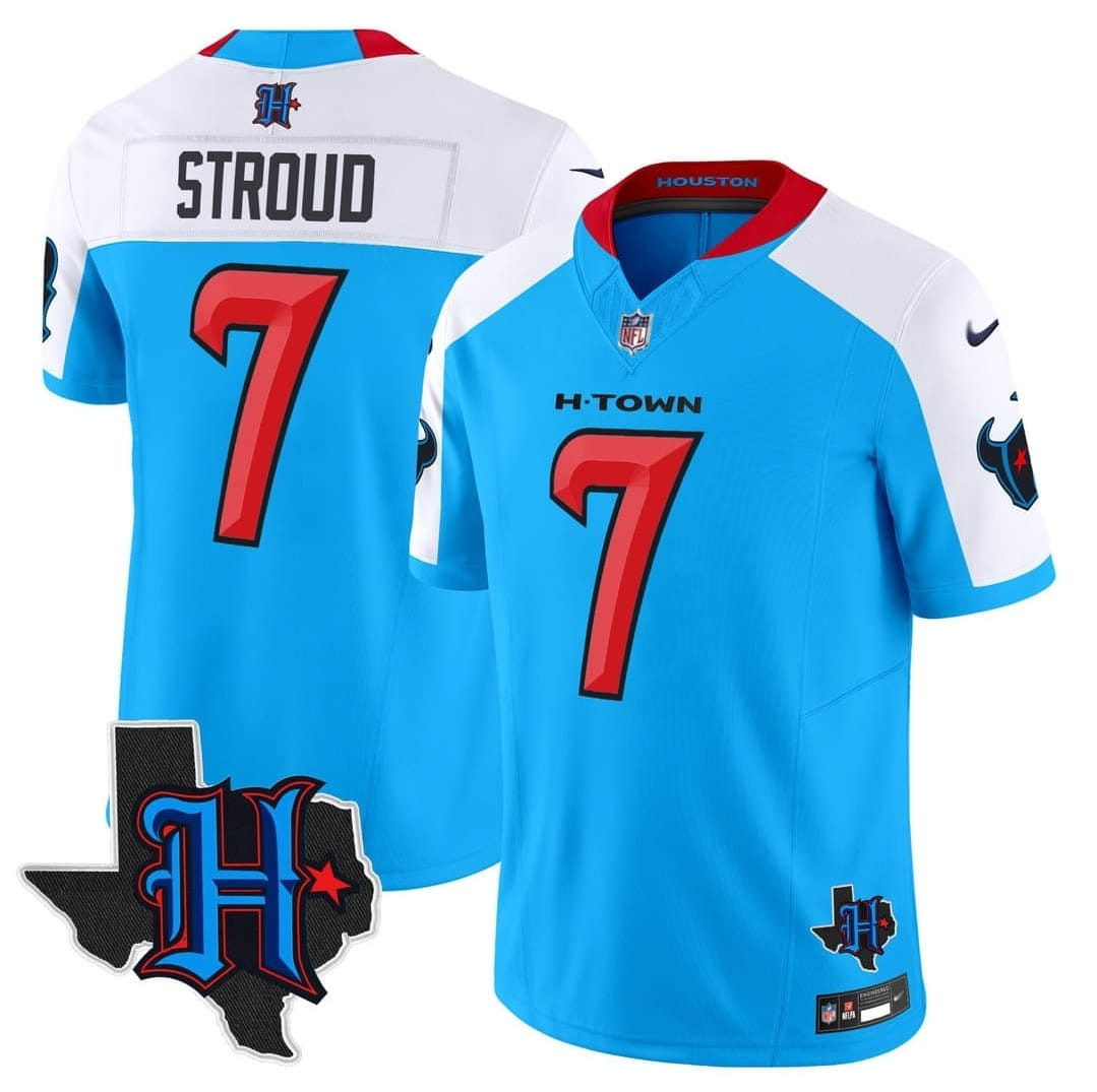 Men's Houston Texans Active Player Custom Blue White 2024 F.U.S.E. Limited Stitched Jersey Men's Houston Texans Active Player Custom Blue White 2024 F.U.S.E. Limited Stitched Jersey